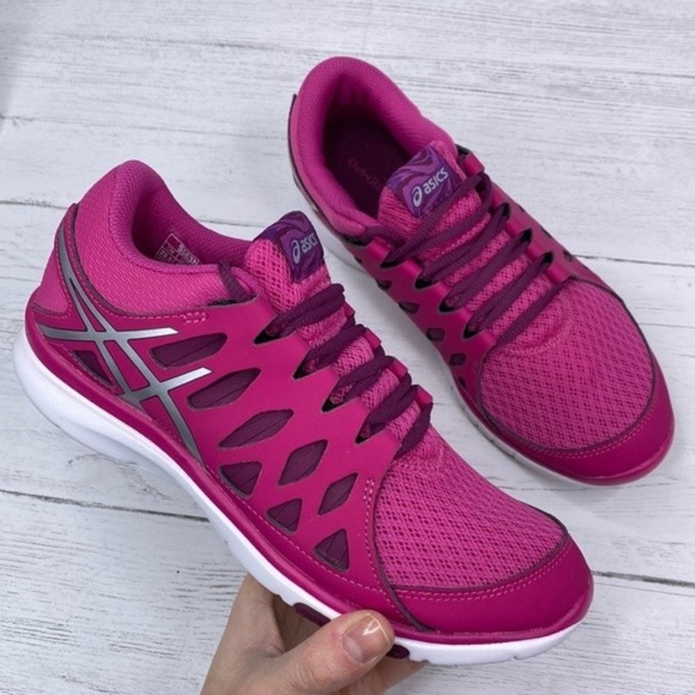 ASICS Women's Fuchsia and Silver Athletic Shoes